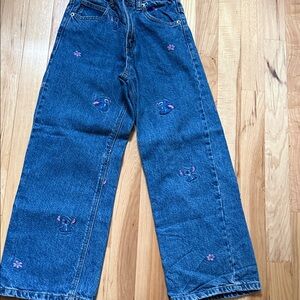 Embroidered Wide-Leg Jeans